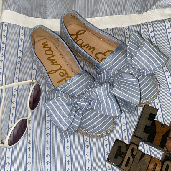 Sam Edelman Shoes - SAM EDELMAN ‘Ciara’ Bow Striped Chambray Espadrilles